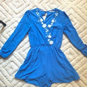Francescas blue surplice neckline romper
